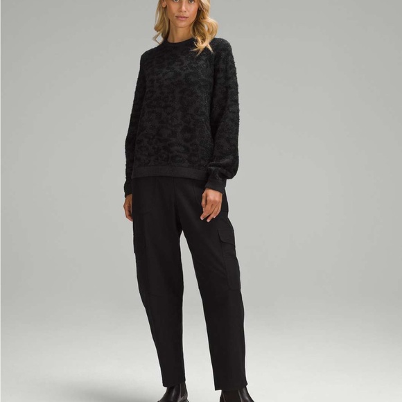 Lululemon Wool-Blend Jacquard Sweater Knit Leopard Graphite Grey Black Large - Picture 10 of 14